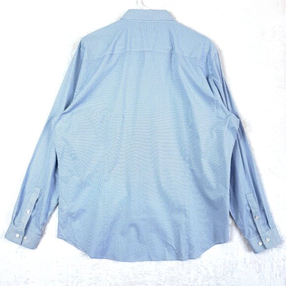 Theory Sylvain Mast Geometric Button Down Long Sleeve Dress Shirt Mens XL Blue - Picture 3 of 7
